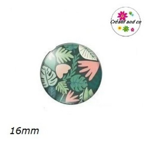 X2 cabochons motif feuilles 16mm