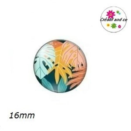 X2 cabochons motif feuilles 16mm