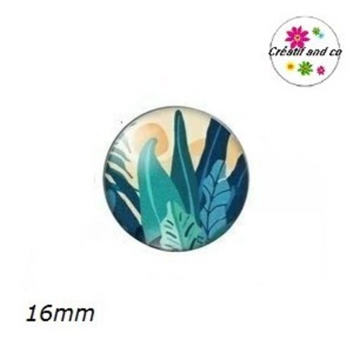 X2 cabochons motif feuilles 16mm