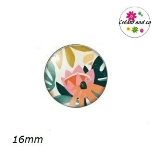 X2 cabochons motif feuilles 16mm