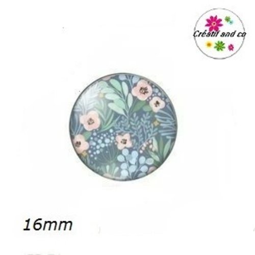 X2 cabochons fleuris 16mm