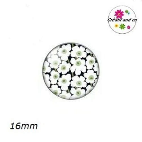 X2 cabochons fleuris 16mm