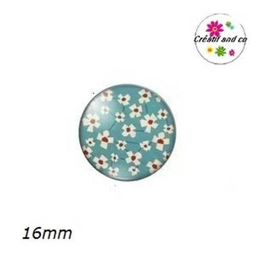 X2 cabochons fleuris 16mm