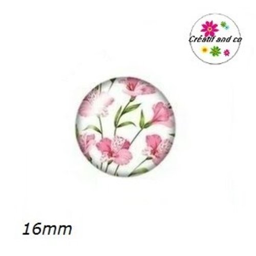 X2 cabochons fleuris 16mm