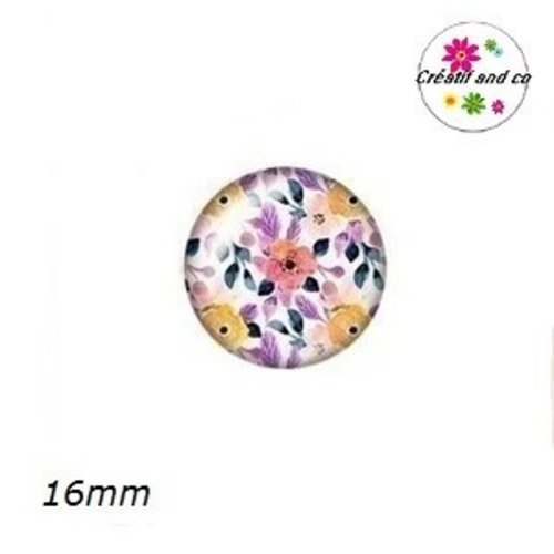 X2 cabochons fleuris 16mm