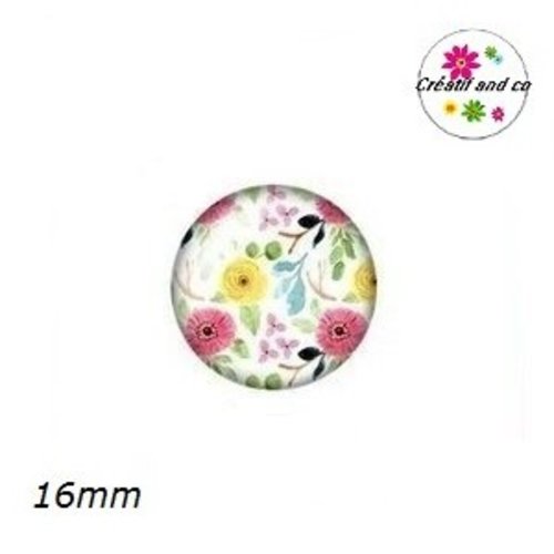 X2 cabochons fleuris 16mm