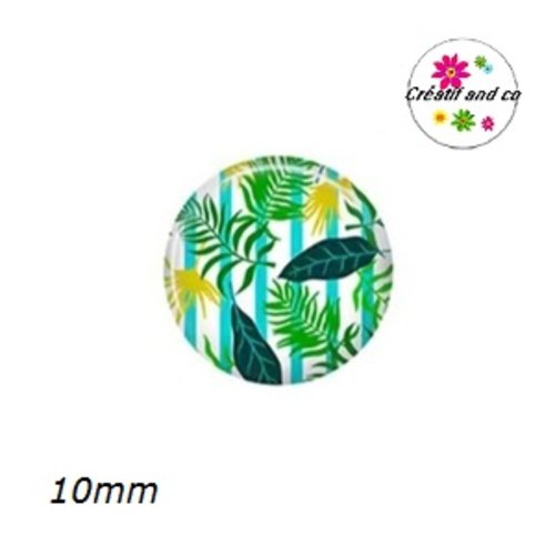 X2 cabochons feuilles tropicales 10mm