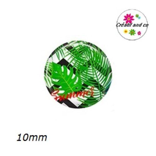 X2 cabochons feuilles tropicales 10mm