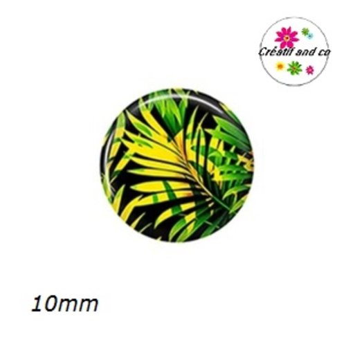 X2 cabochons feuilles tropicales 10mm