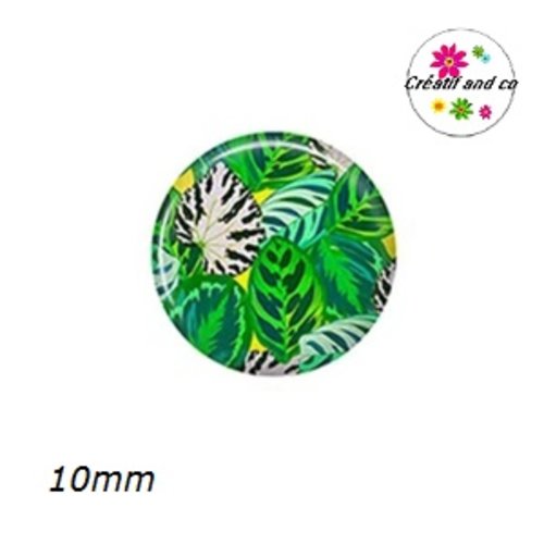 X2 cabochons feuilles tropicales 10mm