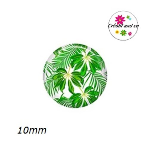X2 cabochons feuilles tropicales 10mm