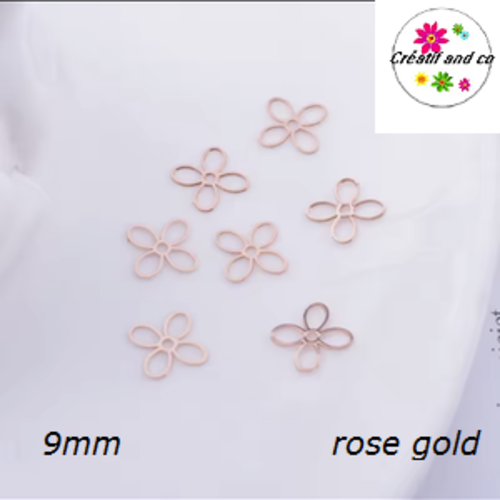 Breloque estampe petite fleur rose gold 9mm