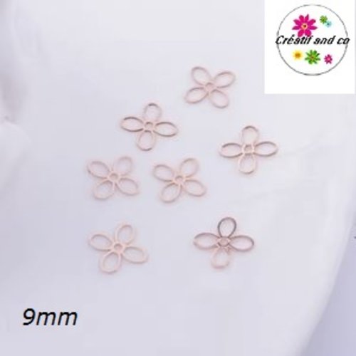 Breloque estampe petite fleur rose gold 9mm