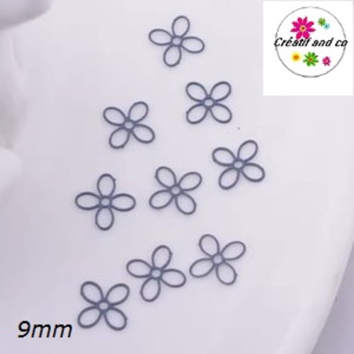 Breloque estampe petite fleur bleue nuit  9mm