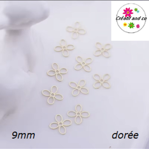 Breloque estampe petite fleur dorée 9mm