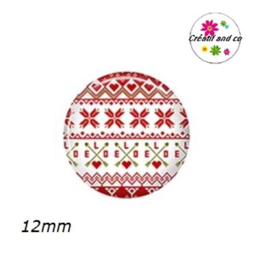 X2 cabochons à motif 12mm