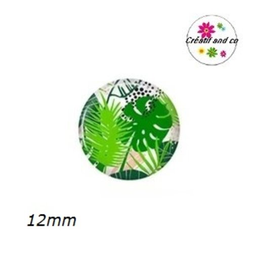 X2 cabochons feuilles tropicales 12mm