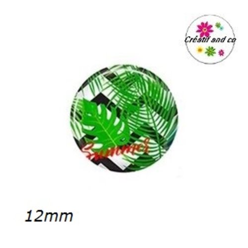 X2 cabochons feuilles tropicales 12mm