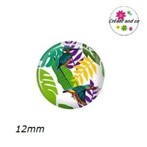 X2 cabochons feuilles tropicales 12mm