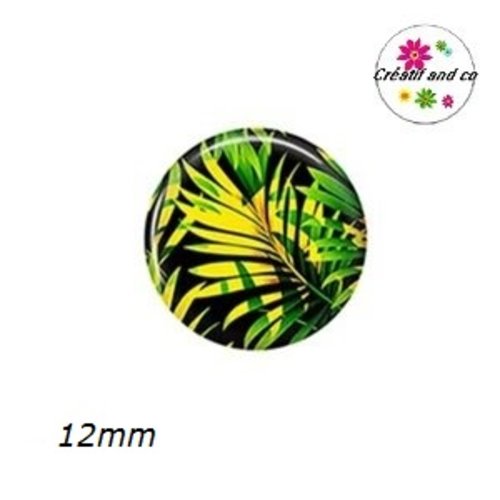X2 cabochons feuilles tropicales 12mm