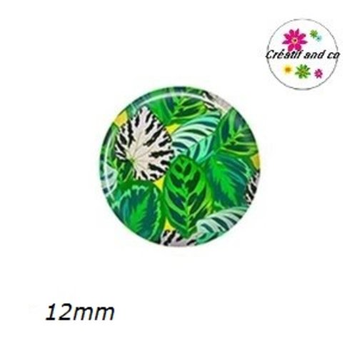 X2 cabochons feuilles tropicales 12mm