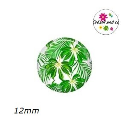 X2 cabochons feuilles tropicales 12mm