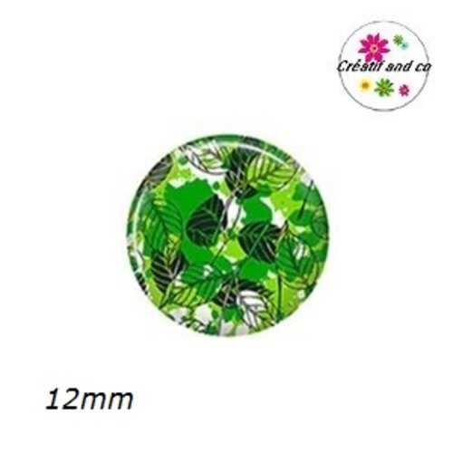X2 cabochons feuilles tropicales 12mm