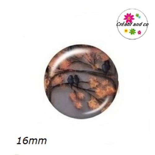 X2 cabochons duo d'oiseaux 16mm