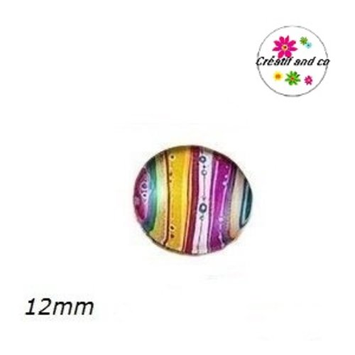 X2 cabochons colorés 12mm