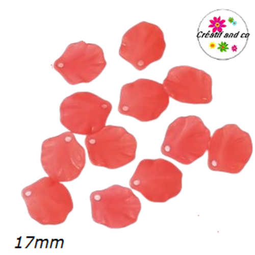 Breloque feuille rouge mate 17mm