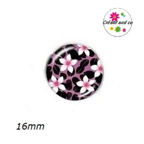 X2 cabochons fleuris 16mm