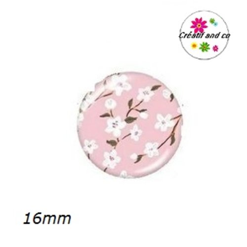 X2 cabochons fleuris 16mm