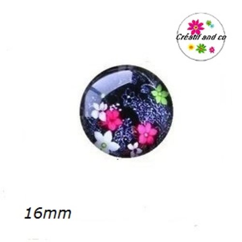 X2 cabochons fleuris 16mm