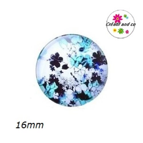 X2 cabochons fleurs bleues 16mm