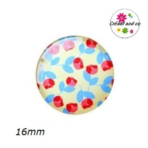 X2 cabochons fleurs 16mm