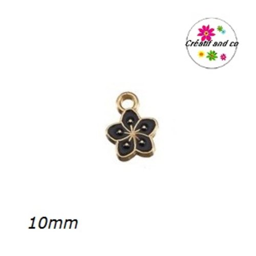 Breloque petite fleur de prunier noire émail 10mm