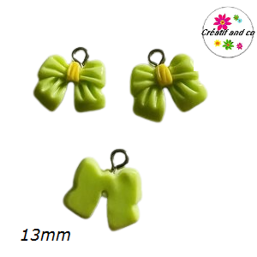Breloque noeud vert acrylique 13mm