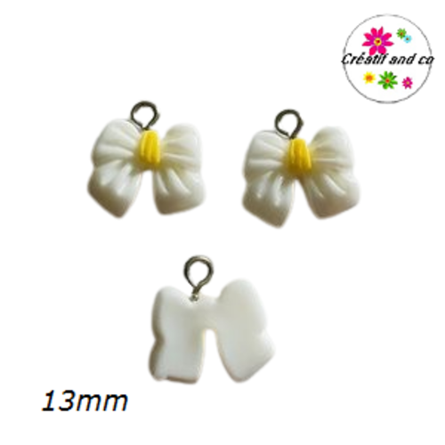 Breloque noeud blanc acrylique 13mm