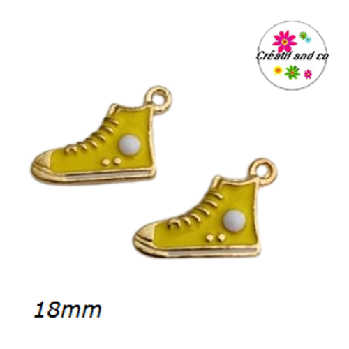 Breloque basket haute jaune émail 18mm