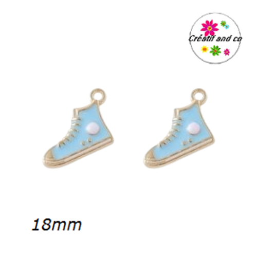 Breloque basket haute bleue émail 18mm