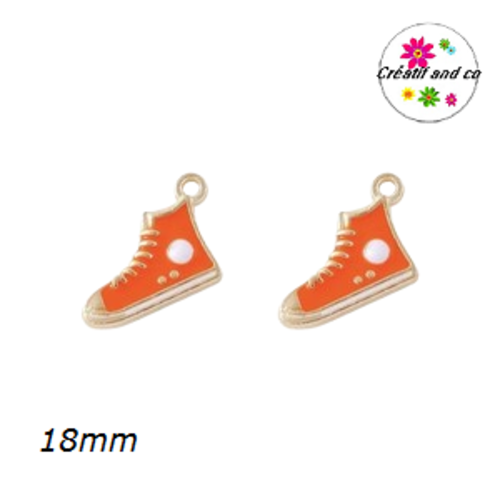 Breloque basket haute orange émail 18mm