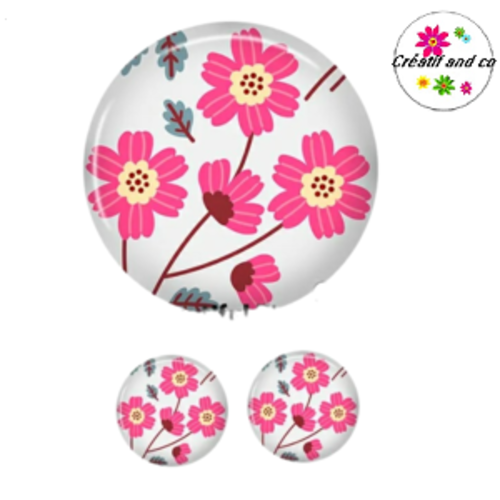 Lot cabochon fleuri 25mm et 2 cabochons 12mm
