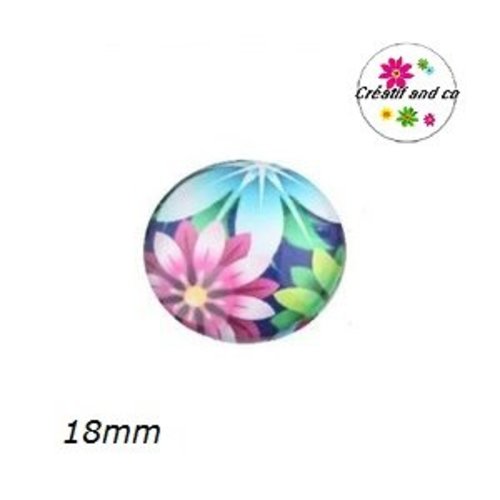 Cabochon fleuri coloré 18mm
