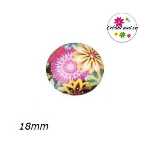 Cabochon fleuri coloré 18mm
