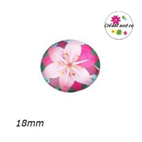 Cabochon fleuri coloré 18mm
