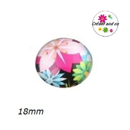 Cabochon fleuri coloré 18mm