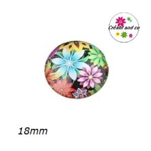 Cabochon fleuri coloré 18mm