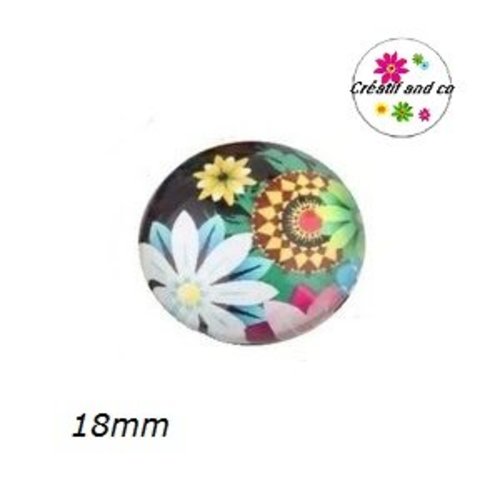 Cabochon fleuri coloré 18mm