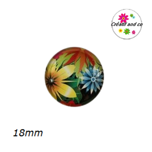 Cabochon fleuri coloré 18mm