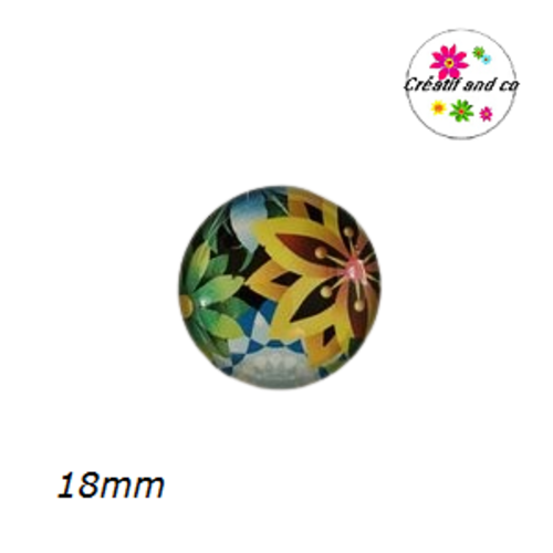 Cabochon fleuri coloré 18mm